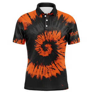 Black and orange Halloween tie dye background Mens golf polo shirt custom team golf jerseys for men NQS6420