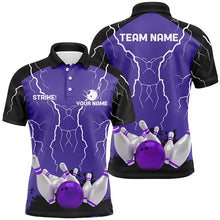 Load image into Gallery viewer, Mens polo bowling shirt Custom bowling strike lightning storm thunder team league jersey | Purple NQS6645