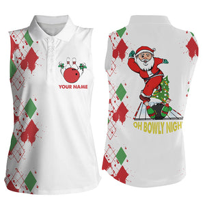 Bowling Sleeveless Polo shirts for women custom funny Santa white Christmas shirts oh bowly night NQS6883