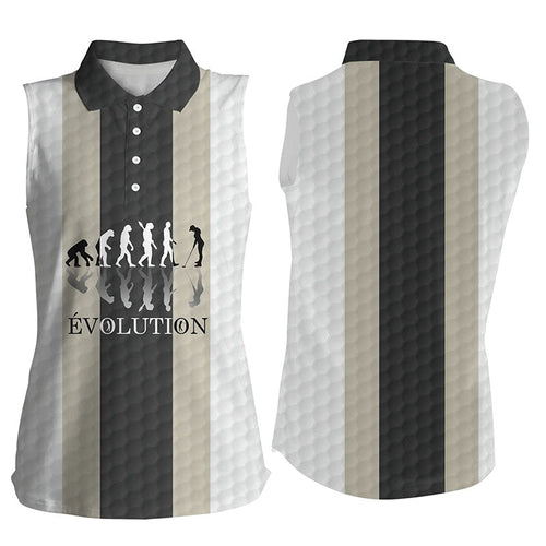 Ladies sleeveless golf shirts golf ball pattern Evolution polo shirt for womens, golfing gifts NQS6886