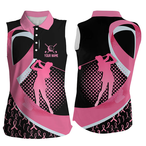 Breast Cancer Awareness golf shirts custom team Women sleeveless polo shirt, pink ribbon golf shirts NQS7165