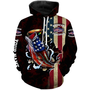 Largemouth Bass fishing American Fisherman Custom Name 3D All over print shirts NQS736