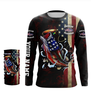 Largemouth Bass fishing American Fisherman UV protection Customize name long sleeves UPF 30+ NQS735