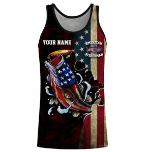 Largemouth Bass fishing American Fisherman Custom Name 3D All over print shirts NQS736