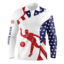 Load image into Gallery viewer, Personalized Bowling Shirt for men Custom American flag patriotic Bowler Jersey bowling polo shirt NQS6422