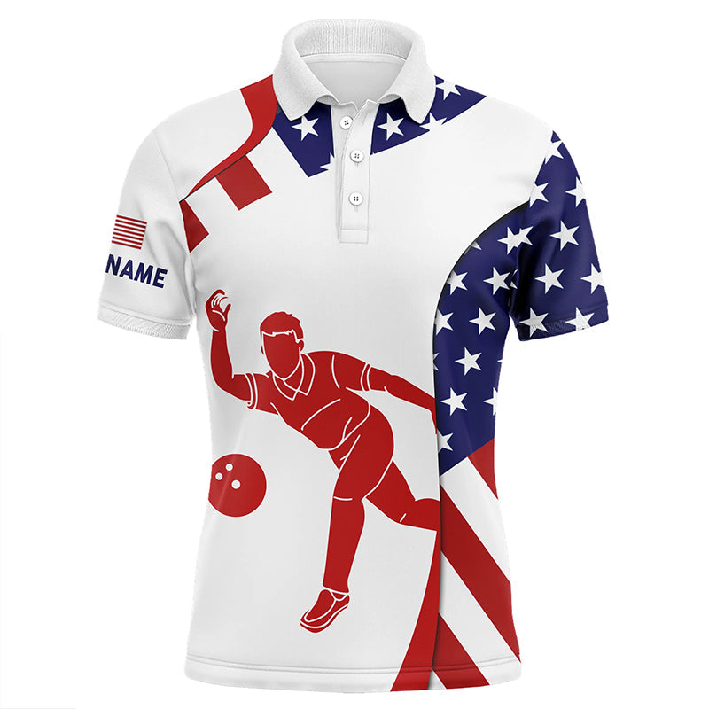 Personalized Bowling Shirt for men Custom American flag patriotic Bowler Jersey bowling polo shirt NQS6422