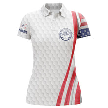 Load image into Gallery viewer, American flag white golf ball Women golf polo shirt custom patriotic womens golf shirts NQS6429