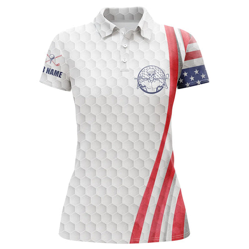 American flag white golf ball Women golf polo shirt custom patriotic womens golf shirts NQS6429