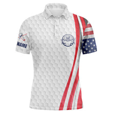 Load image into Gallery viewer, American flag white golf ball Mens golf polo shirt custom patriotic mens golf shirts NQS6429