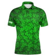 Load image into Gallery viewer, Mens golf polo shirts Green clover St Patrick&#39;s Day pattern golf shirts custom team golf polo NQS4762