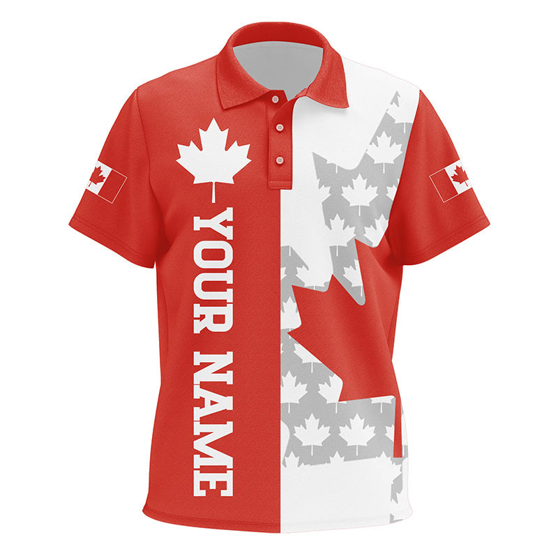 Kids golf polo shirt Canadian flag custom patriotic red maple leaf white golf wears for Kid NQS7170