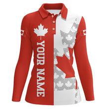 Load image into Gallery viewer, Women golf polo shirts Canadian flag custom patriotic red maple leaf white golf wears for ladies NQS7170