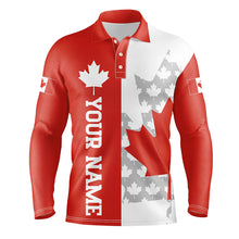 Load image into Gallery viewer, Men golf polo shirts Canadian flag custom patriotic red maple leaf white golf wears for men NQS7170