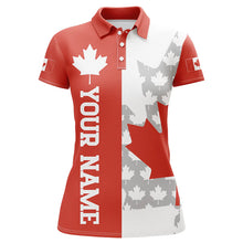 Load image into Gallery viewer, Women golf polo shirts Canadian flag custom patriotic red maple leaf white golf wears for ladies NQS7170