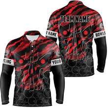 Load image into Gallery viewer, Personalized Skull Bowling polo Shirt for men Custom Team&#39;s Name Red camo Bowler Jerseys NQS7321