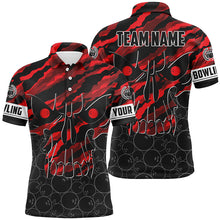 Load image into Gallery viewer, Personalized Skull Bowling polo Shirt for men Custom Team&#39;s Name Red camo Bowler Jerseys NQS7321