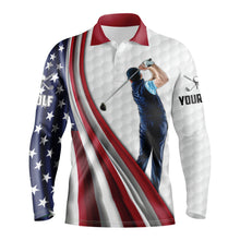 Load image into Gallery viewer, White Golf American flag 4th July golf polo shirt personalized patriotic sport golf gifts NQS3501
