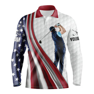 White Golf American flag 4th July golf polo shirt personalized patriotic sport golf gifts NQS3501