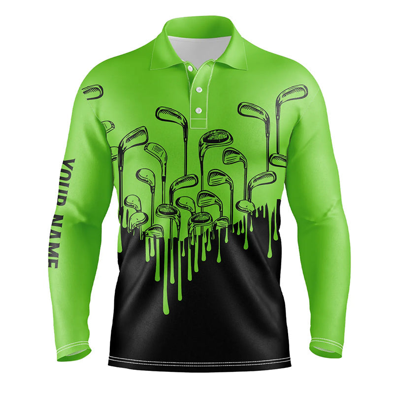 Green and black golf clubs Mens golf polo shirts custom name male golf attire for men NQS6430