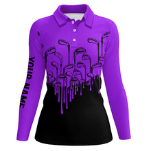 Load image into Gallery viewer, Purple and black Halloween golf clubs Womens golf polo shirts custom female golf attire, golfing gifts NQS6432