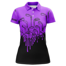 Load image into Gallery viewer, Purple and black Halloween golf clubs Womens golf polo shirts custom female golf attire, golfing gifts NQS6432