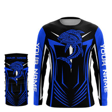 Load image into Gallery viewer, Tribal Tuna Fishing tattoo jerseys custom performance Long Sleeve tournament fishing shirts | Blue NQS6433