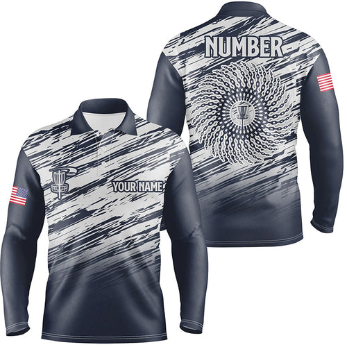 Mens disc golf polo shirt custom name, number camo disc golf jersey, mens disc golf apparel | Blue NQS6436