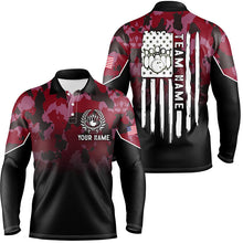 Load image into Gallery viewer, Black red camo Mens polo bowling shirts Custom American flag patriotic bowling team league jerseys NQS6657