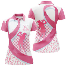 Load image into Gallery viewer, Breast Cancer Awareness golf shirts custom team Women golf polo shirt, pink ribbon golf shirts NQS7059