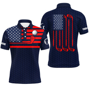 American flag patriotic Men golf polo shirts custom name blue golf polo shirt mens, unique golf gifts NQS4766