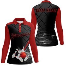 Load image into Gallery viewer, Black and red bowling league jerseys custom Women Bowling Polo Shirts, gifts for ladies bowler NQS7176