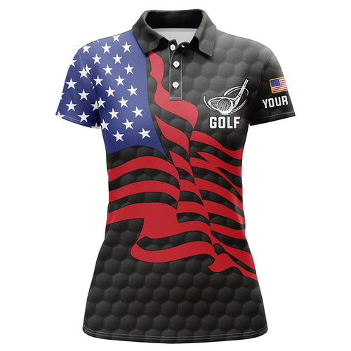 Personalized American flag black golf polos shirts for ladies custom patriot womens golf wears NQS7177