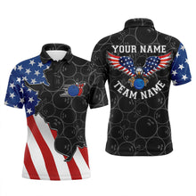 Load image into Gallery viewer, American flag patriotic retro Bowling polo shirts for men custom black pattern Bowling team jerseys NQS5013