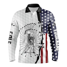 Load image into Gallery viewer, American flag men&#39;s long sleeve golf polo shirts, Custom Golf Polo Shirts for Men NQS3332