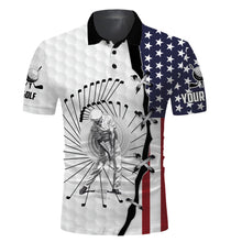 Load image into Gallery viewer, American flag men&#39;s long sleeve golf polo shirts, Custom Golf Polo Shirts for Men NQS3332