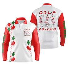 Load image into Gallery viewer, Funny Christmas golf shirt custom name Mens golf polo shirt - Flamingo golf friend Christmas gifts NQS4151