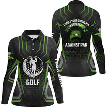 Load image into Gallery viewer, Black green Womens golf polo shirt custom forget your opponents always play against par golf shirt NQS6670