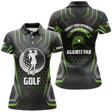 Load image into Gallery viewer, Black green Womens golf polo shirt custom forget your opponents always play against par golf shirt NQS6670