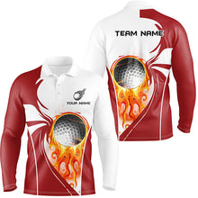 Load image into Gallery viewer, Men golf polo shirt custom golf ball fire female golf attire for men, mens golf tops | Red NQS7062