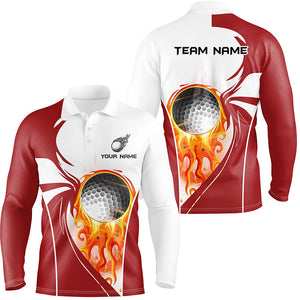 Men golf polo shirt custom golf ball fire female golf attire for men, mens golf tops | Red NQS7062