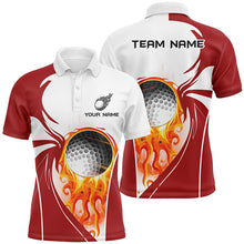 Load image into Gallery viewer, Men golf polo shirt custom golf ball fire female golf attire for men, mens golf tops | Red NQS7062