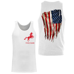 American flag patriotic horse riding Custom Name 3D All Over Printed Shirts Personalized horse shirt NQS3099