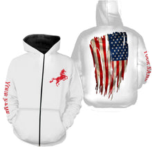 Load image into Gallery viewer, American flag patriotic horse riding Custom Name 3D All Over Printed Shirts Personalized horse shirt NQS3099