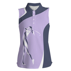 Purple Womens sleeveless polo shirt golf gifts for women, unique ladies golf gifts NQS5023