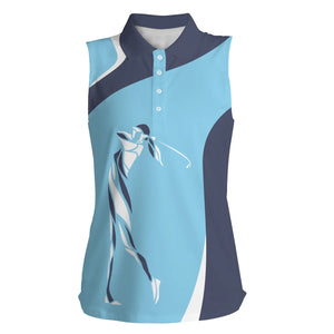 Blue Womens sleeveless polo shirt golf gifts for women, unique ladies golf gifts NQS5024