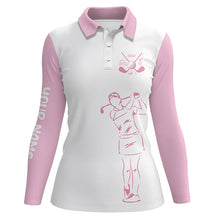 Load image into Gallery viewer, White Women golf polo shirt custom golf clubs ladies golf tops, gifts for golf lovers | Light pink NQS6443