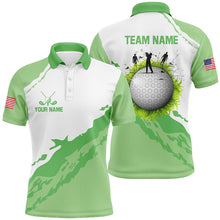 Load image into Gallery viewer, Green and white Mens golf polo shirts custom team golf jerseys, golf attire for men NQS6687