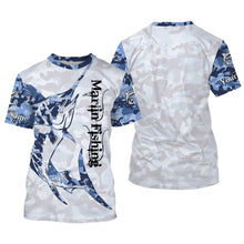 Load image into Gallery viewer, Marlin fishing Saltwater Fish blue camo UV protection customize name fishing apparel NQS1351