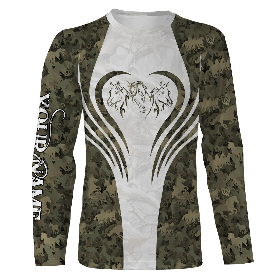 Beautiful horse tattoo camo shirt Customize Name 3D All Over Printed Shirt, personalized girls horse shirt, gift for horse lovers NQS2879