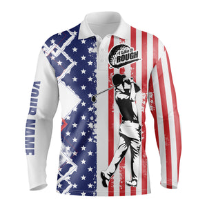 American flag patriotic custom Golf Polo Shirts for Men I like it rough, golfing gifts NQS3357